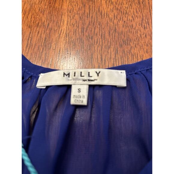 Milly For Design Nation Womans Sheer Blouse Small Tassel Ruffle Flutter Sleeves - Picture 2 of 2